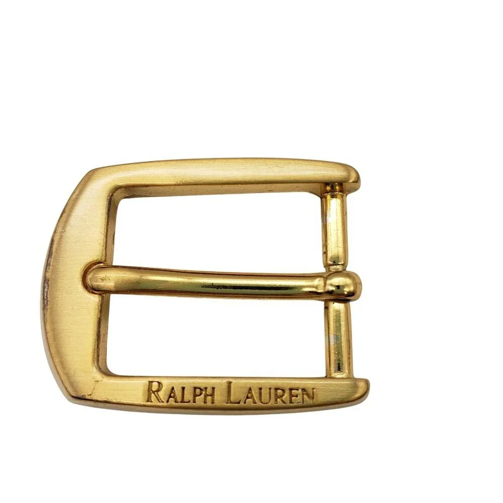 Vintage Ralph Lauren Logo Engraved Gold-Tone Belt Buckle Classic Preppy